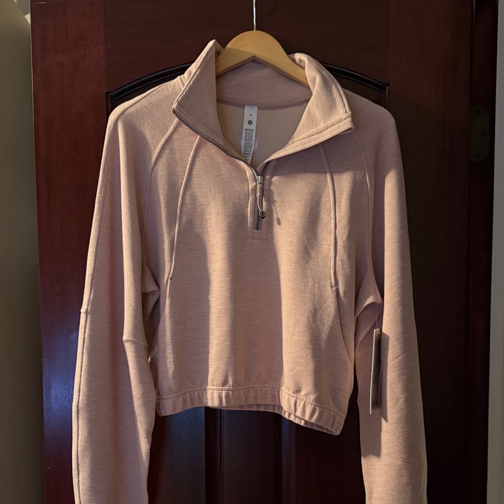 Lululemon Athletica Scuba Cropped Half-Zip Funnel Waffle HMKB Heathered Mink Ber